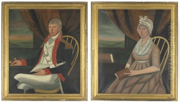 Portraits Of General Jonathan Davis (+ Portrait Of Sarah Hammond Davis; Pair) by Ralph Eleaser Whiteside Earl