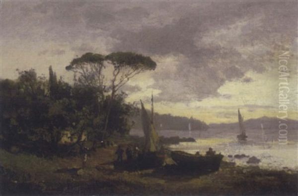 Mittelmeerlandschaft Mit Szenerie by Karl Paul Themistocles von Eckenbrecher