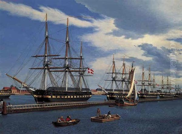 Danish Frigates Under Equipment In Early 1849 by Christoffer Wilhelm Eckersberg