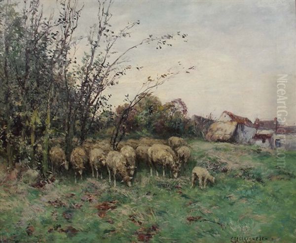 Schafherde Auf Der Wiese by Frederick Charles Vipont Ede