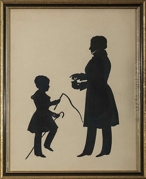 Double-silhouette Portrait Of John Denehy And His Son, Cork, Ireland, 1834 by Augustin Amant Constant Fidele Edouart