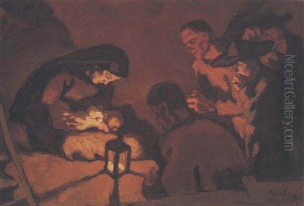 Heilige Nacht, Variante Mit Vier Hirten by Albin Egger-Lienz