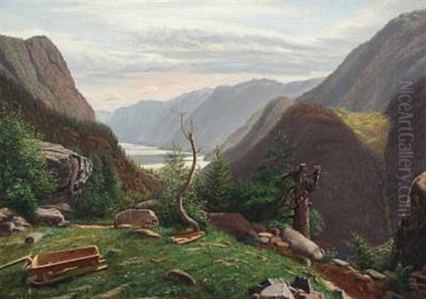 Mountain Scenery With A View Of The Sea by Eiler Rasmussen Eilersen