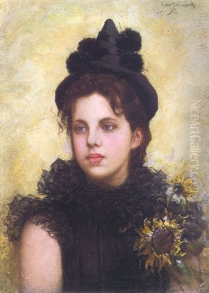 Girl With Sunflowers by Emile Eisman-Semenowsky