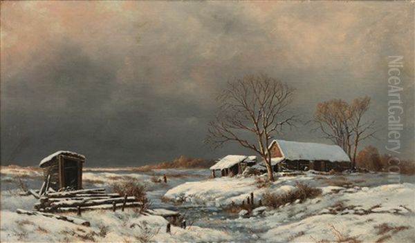 A Village In Vinter by Vasili Yefimovich Ekgorst