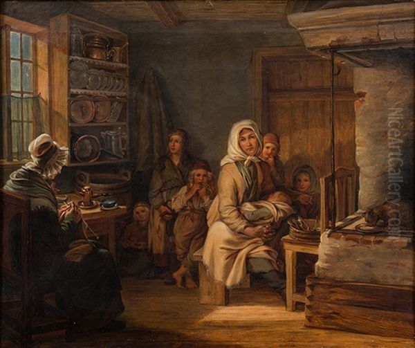 Poor Family From Dalarna, Sweden by Robert Wilhelm Ekman