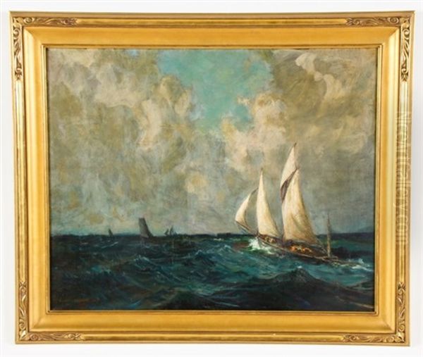 A Sailing Ship In The Ocean by Frank Lewis Emanuel