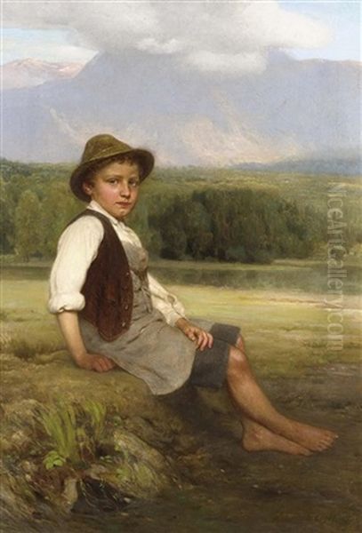 A Young Boy In A Summer Landscape by Johann Friedrich Engel