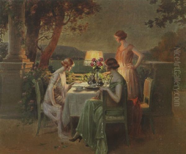 Taking Tea By Lamplight by Delphin Enjolras