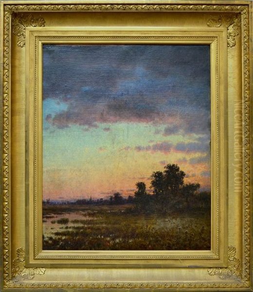 Back Bay Marshes With View Of North Church Steeple, Boston by John Joseph Enneking