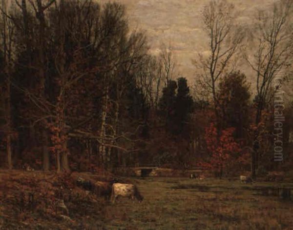 Cattle Grazing-november by John Joseph Enneking