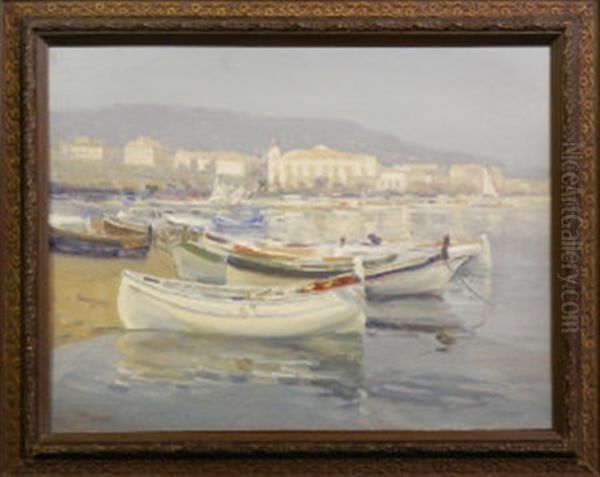 Beached Fishing Boats Near Cannes, Coastal Landscape And Italian Lakeland View (3 Works) by Augustus William Enness