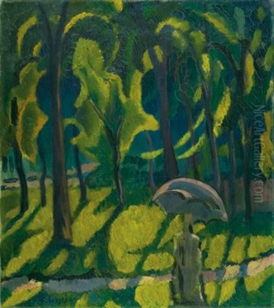 Parklandschaft (im Fruhling) by Adolf Erbsloeh