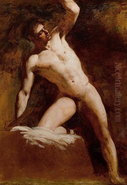 A Male Nude With Left Arm Raised by William Etty