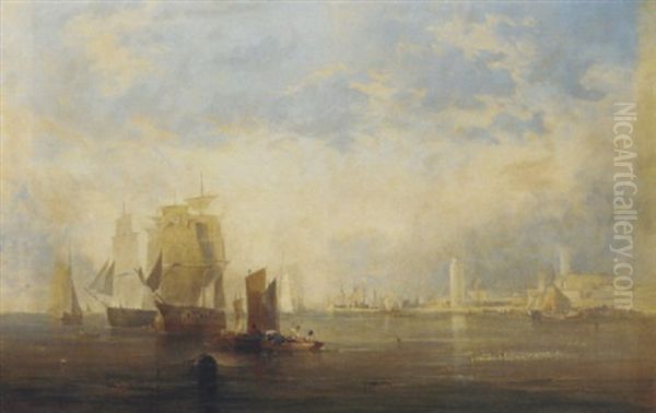 Shipping In The Harbour, South Shields by John Wilson Ewbank