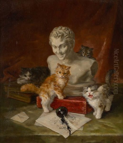 Les Chats De L'artiste by Charles van den Eycken