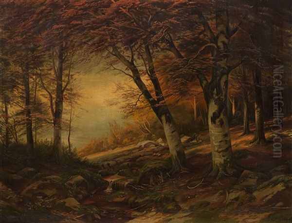 In The Beech Forest by Carl Ludwig Fahrbach