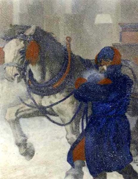 Price 10 Cents (horseman And Carriage In The Snow, New York) by Louis Fancher