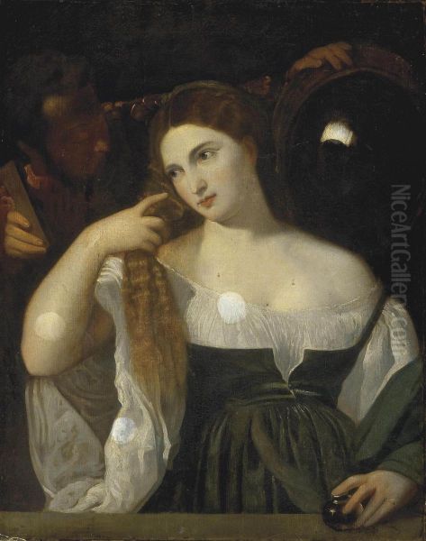 Woman With A Mirror by Tiziano Aspetti