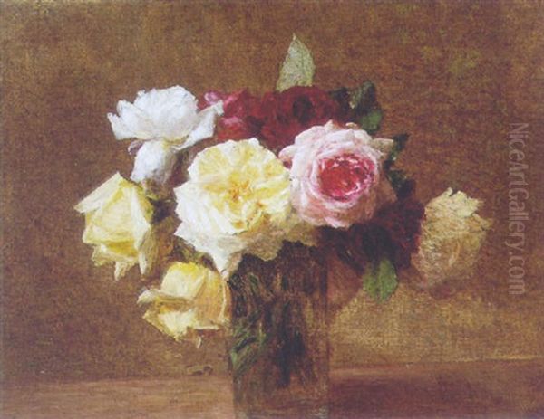 A Bouquet Of Roses In A Glass by Victoria Dubourg Fantin-Latour