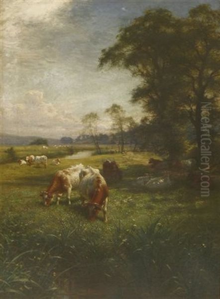 A River Landscape With Cattle Grazing by Joseph Farquharson