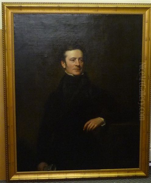 A Three Quarter Length Portrait Of William Bolling, M.p Standing And Holding A Document by Benjamin Rawlinson Faulkner