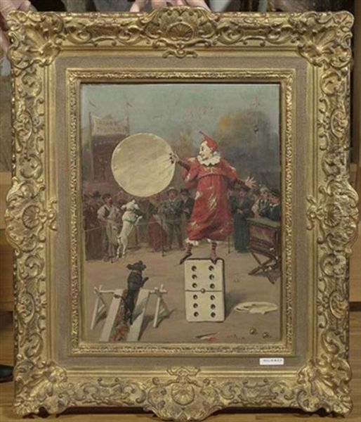 Zirkusnummer Mit Hunden Und Clown by Joseph B.B. Faverot