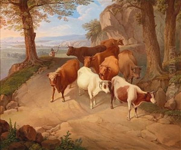 Bringing The Herd Down From The Alpine Pastures by Joseph Feid