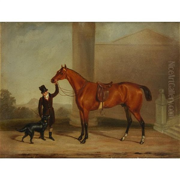 Bay Hunter With Groom by John E. Ferneley