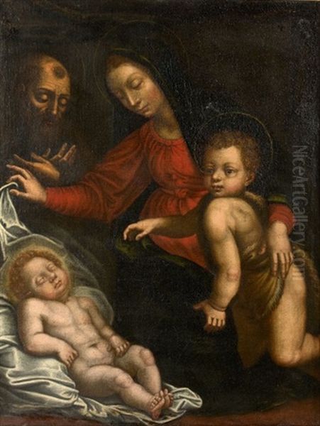 Sainte Famille Avec Saint Jean-baptiste Et L'enfant Jesus Endormi by Domenico Fiasella