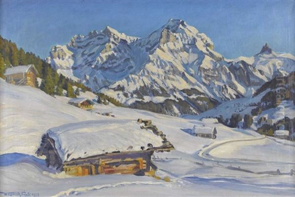 Sonniger Wintertag Bei Adelboden by Waldemar Theophil Fink