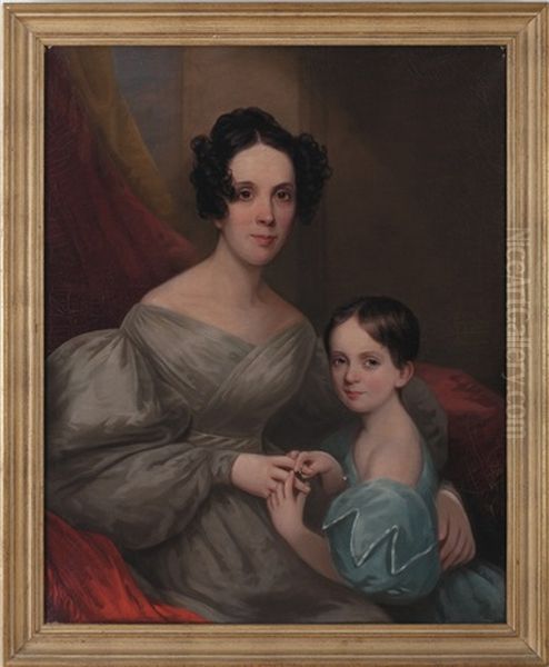 Portraits Of Harriet Read Allen With Her Daughter, Elizabeth, And A Young Boy With His Dog (a Pair) by Alvan Fisher