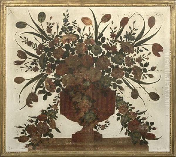 Antique-style Vase Of Flowers And Grasses (pair) by Paul Follot