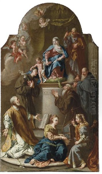 The Holy Family With Saints - A Ricordo by Francesco Salvator Fontebasso