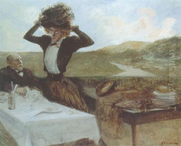 Lunch On The Terrace by Jean-Louis Forain