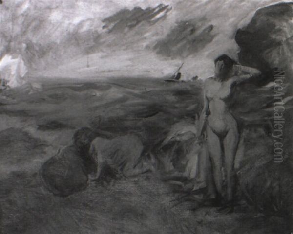 Baigneuses En Bord De Mer by Jean-Louis Forain