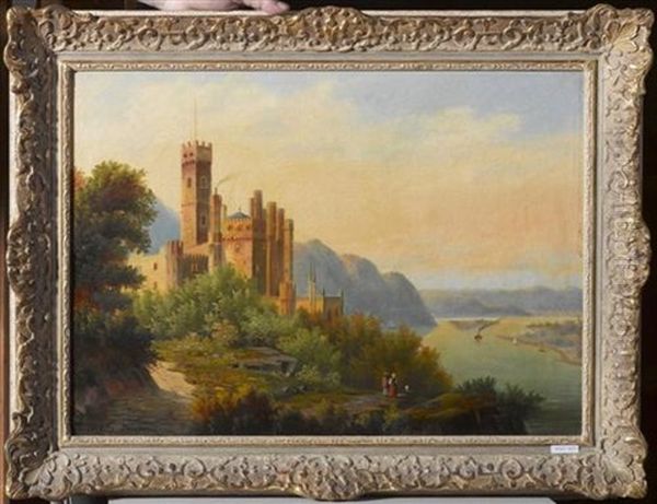 Rheinlandschaft Mit Burg, Vermutlich Schloss Stolzenfels by Arnold Forstmann