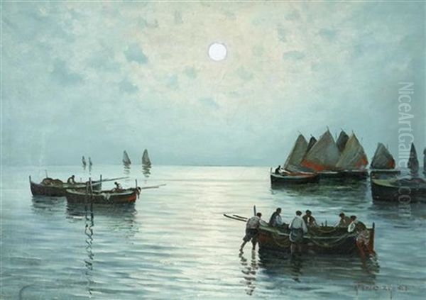 Boats In The Moonlight by Eduardo Fortenza