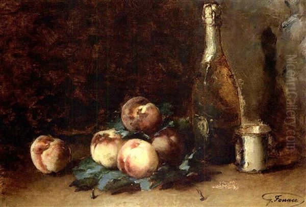 A Still Life With Peaches by Guillaume Romain Fouace