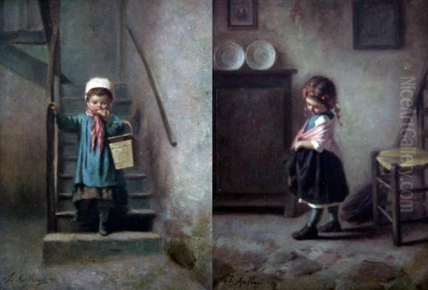 Children In Interiors by Joseph-Athanase Aufray