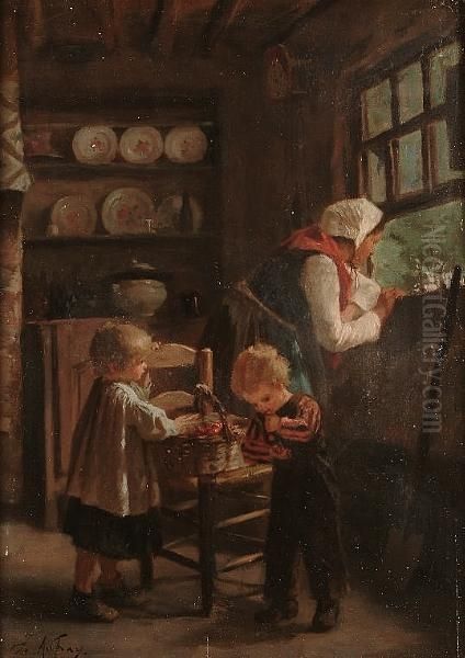 Children Stealing Cherries by Joseph-Athanase Aufray