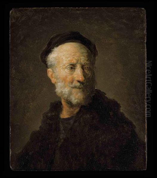 Head Of An Old Man (after Rembrandt) by Jean-Honore Fragonard