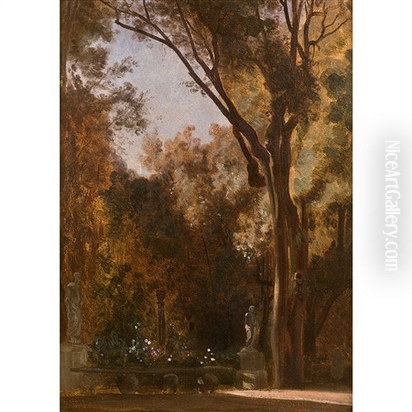 Vue D'une Fontaine Dans Un Parc by Francois Louis Francais