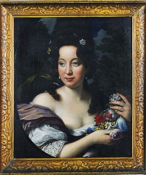 Portrait Of A Lady As Flora by Antonio (Lucchese) Franchi