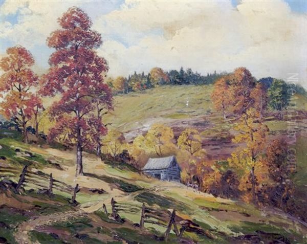 Fall Landscape With Cottage by Ernest Fredericks