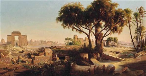 Ruins In Karnak, Egypt by Johann Jakob Frey