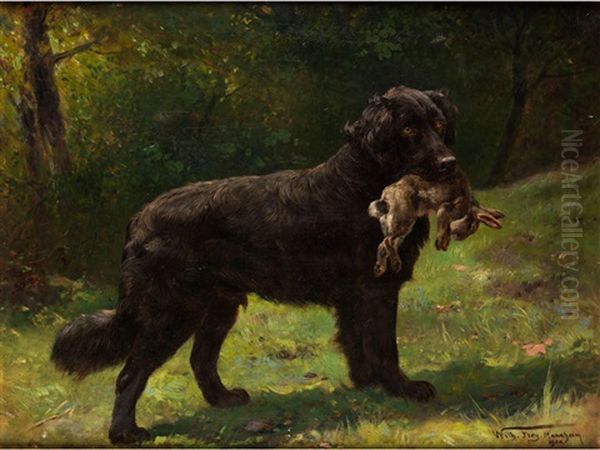 Jagdhund Mit Erlegtem Hasen by Wilhelm Friedrich Frey