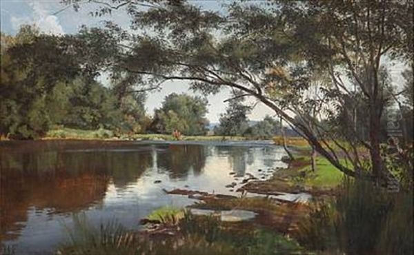 View From A Lake In The Woods by Hans Gabriel Friis