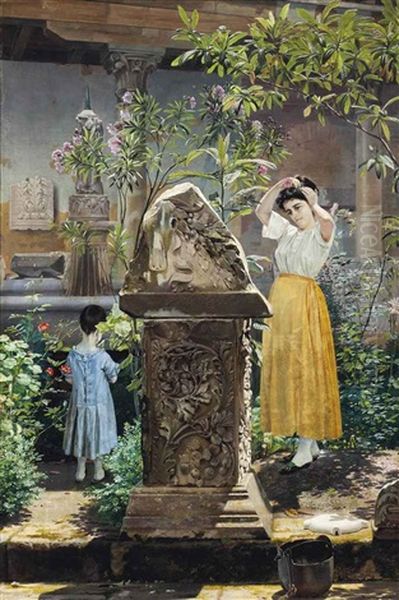 Picking Flowers In A Classical Garden by Niels Fristrupp