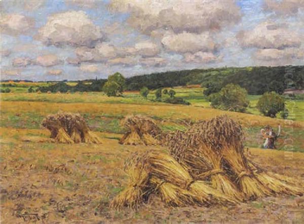 Getreidegarben Auf Dem Kornfeld by Wilhelm Fritzel